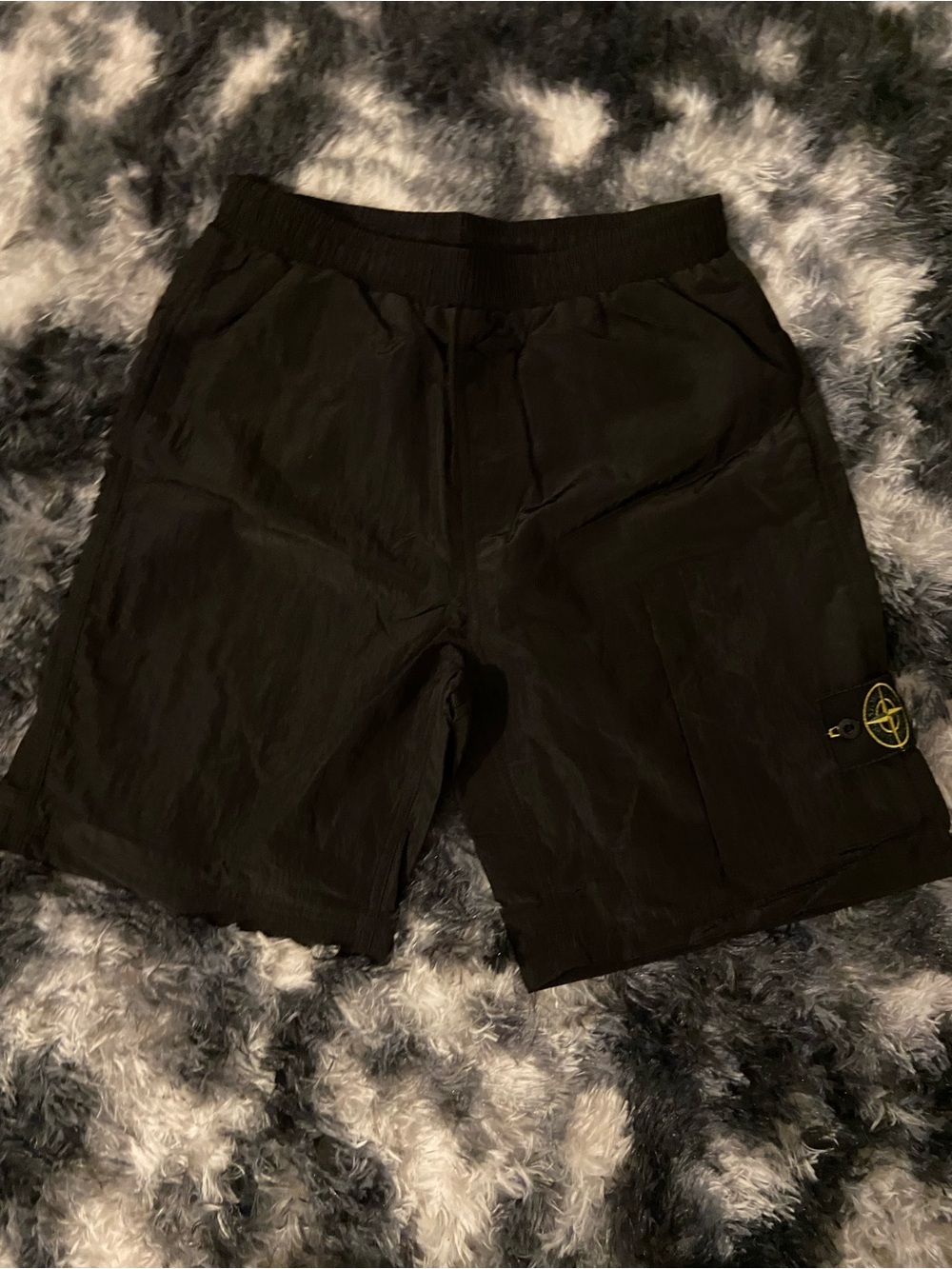 Stone Island Black Jacket Compass Patch with Yellow and Green Embroidery